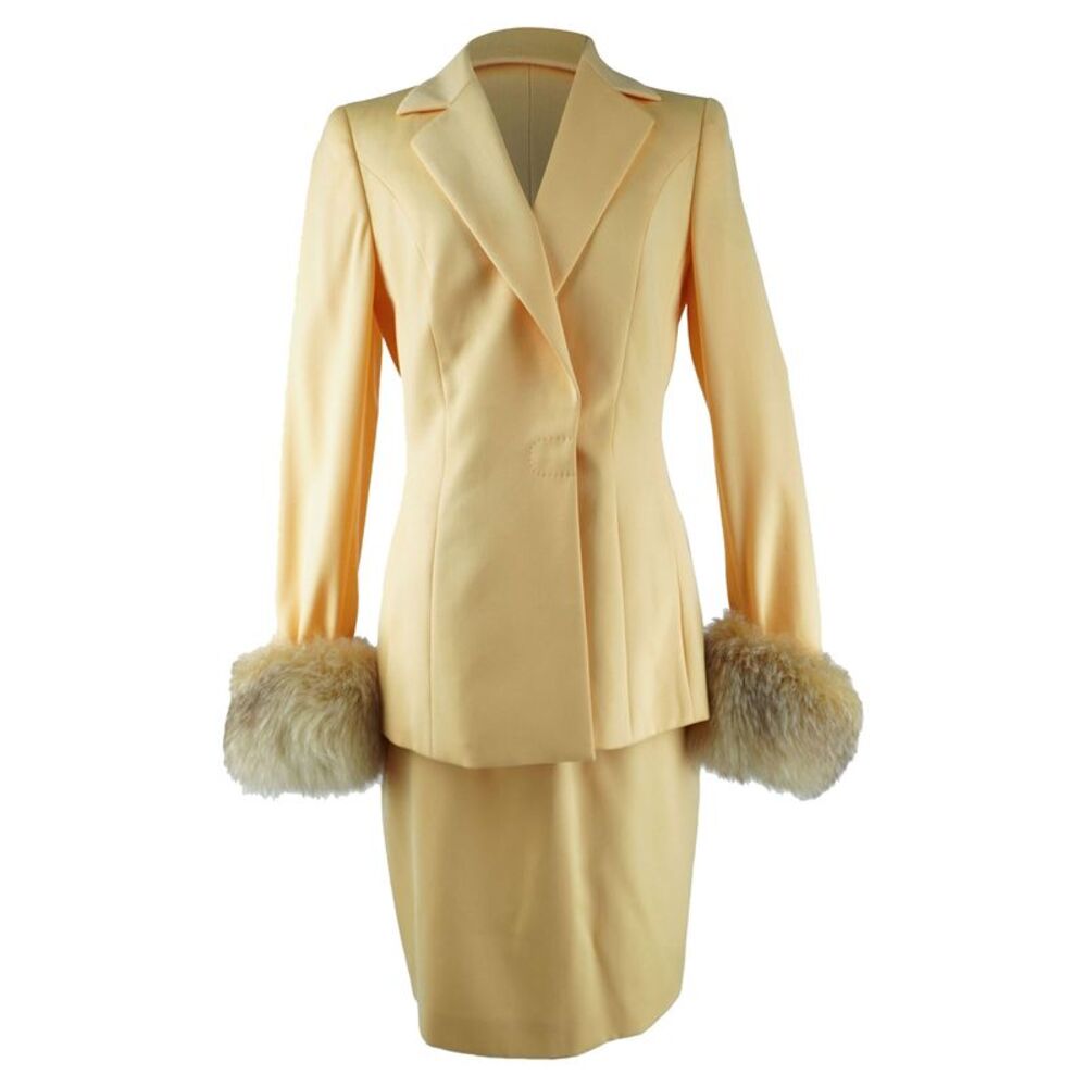 Escada Vintage Yellow Office Set Blazer with Skirt